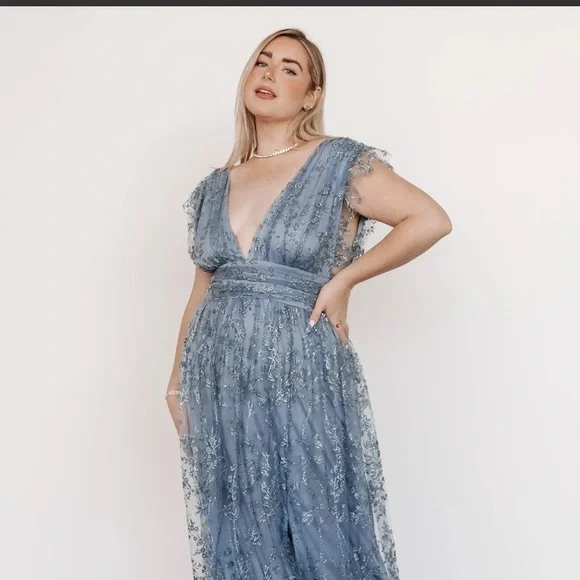 Baltic Born | Dresses | Baltic Born Alrlene Shimmer Gown In Winter Blue  Size X | Poshmark